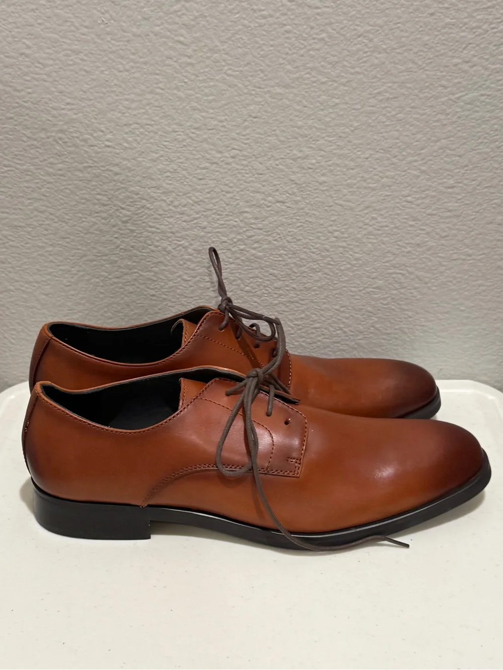 Nordstrom Men's Cognac Leather Derby Shoes Size 11 M New Dress Shoes
